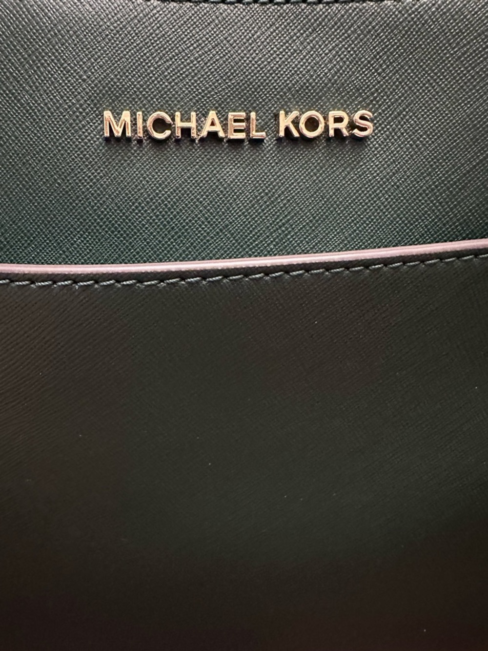 Michael Kors Green Saffiano Leather Tote Gold Hardware MK Charm - Picture 7 of 12